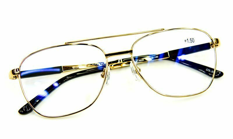 Pure Titanium Aviator Reading Glasses Scratch Resistant Resin Lenses - Model ST9228