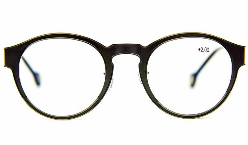 Pure Titanium High Quality Fashion Classic Oval Gunmetal Reading Glasses - Model 9106