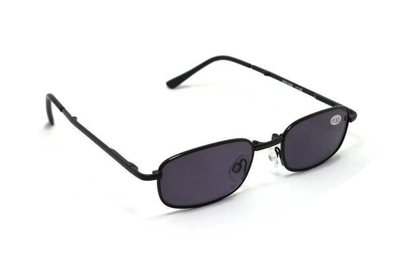 Matt Black Metal Spring Hinged Folding Sun Readers &amp; Case - Model SR21MB