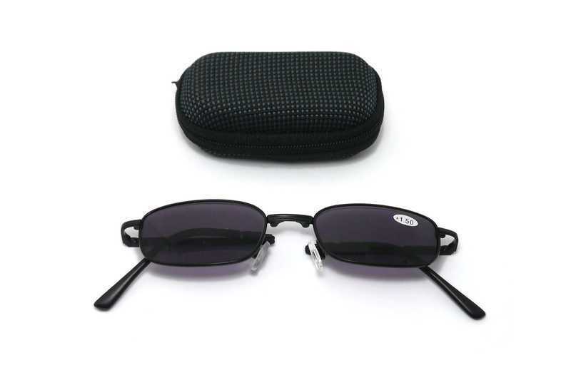 Matt Black Metal Spring Hinged Folding Sun Readers &amp; Case - Model SR21MB