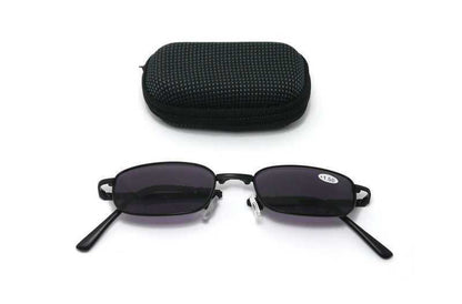 Matt Black Metal Spring Hinged Folding Sun Readers &amp; Case - Model SR21MB