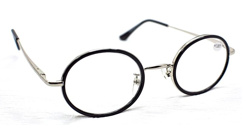 Black & Silver Oval Metal Frame Eyeglasses - Model GF20