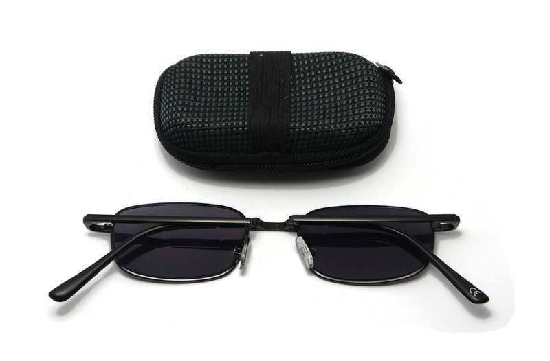 Matt Black Metal Spring Hinged Folding Sun Readers & Case - Model SR21MB