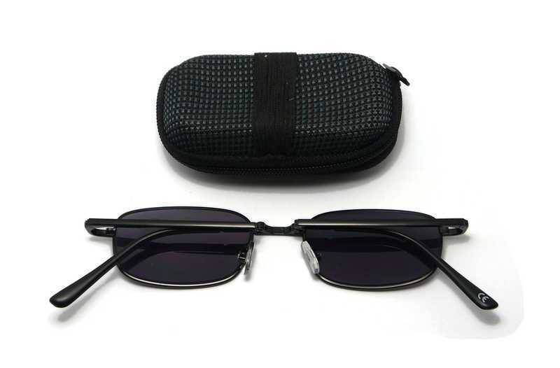 Matt Black Metal Spring Hinged Folding Sun Readers &amp; Case - Model SR21MB