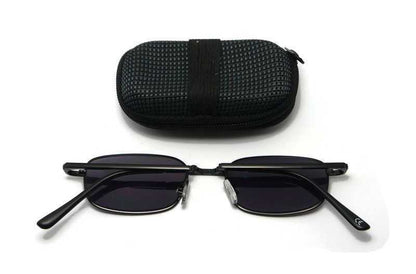 Matt Black Metal Spring Hinged Folding Sun Readers &amp; Case - Model SR21MB