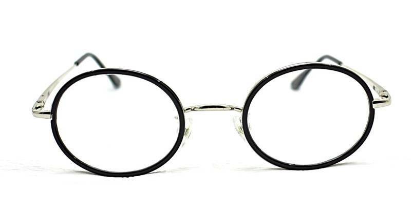 Black & Silver Oval Metal Frame Eyeglasses - Model GF20