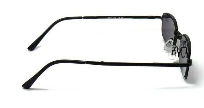 Matt Black Metal Spring Hinged Folding Sun Readers &amp; Case - Model SR21MB