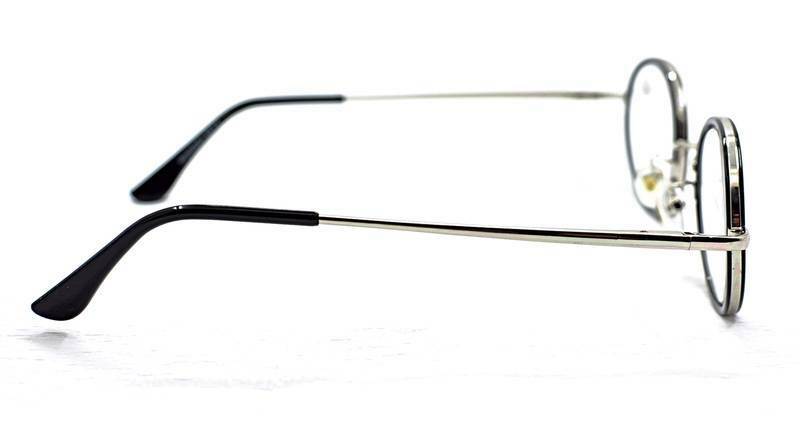 Black & Silver Oval Metal Frame Eyeglasses - Model GF20