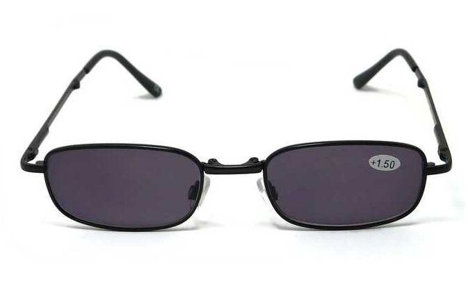 Matt Black Metal Spring Hinged Folding Sun Readers &amp; Case - Model SR21MB