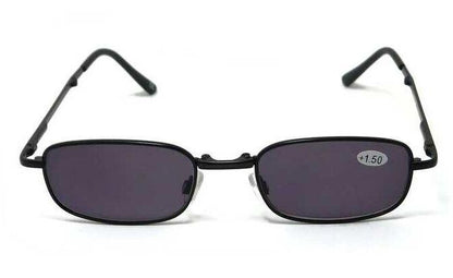 Matt Black Metal Spring Hinged Folding Sun Readers &amp; Case - Model SR21MB