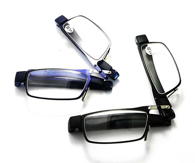 Stainless Steel Folding Reading Glasses & Pouch - Model MT301