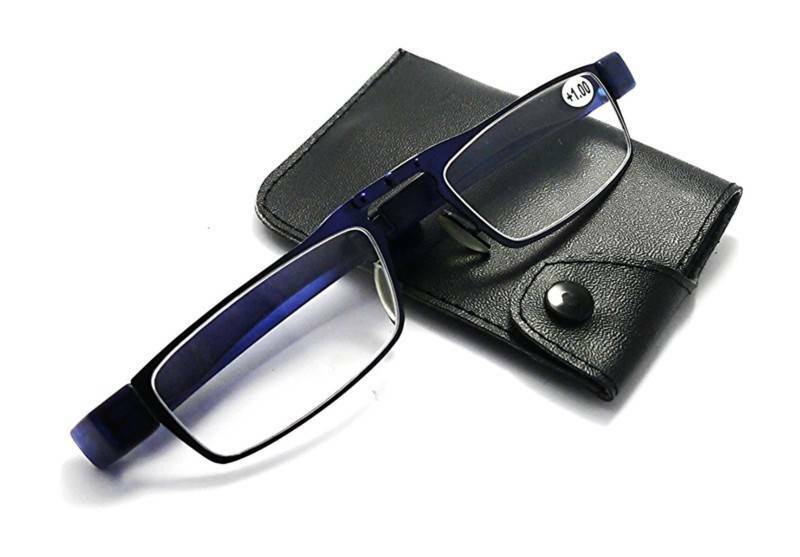 Stainless Steel Folding Reading Glasses & Pouch - Model MT301