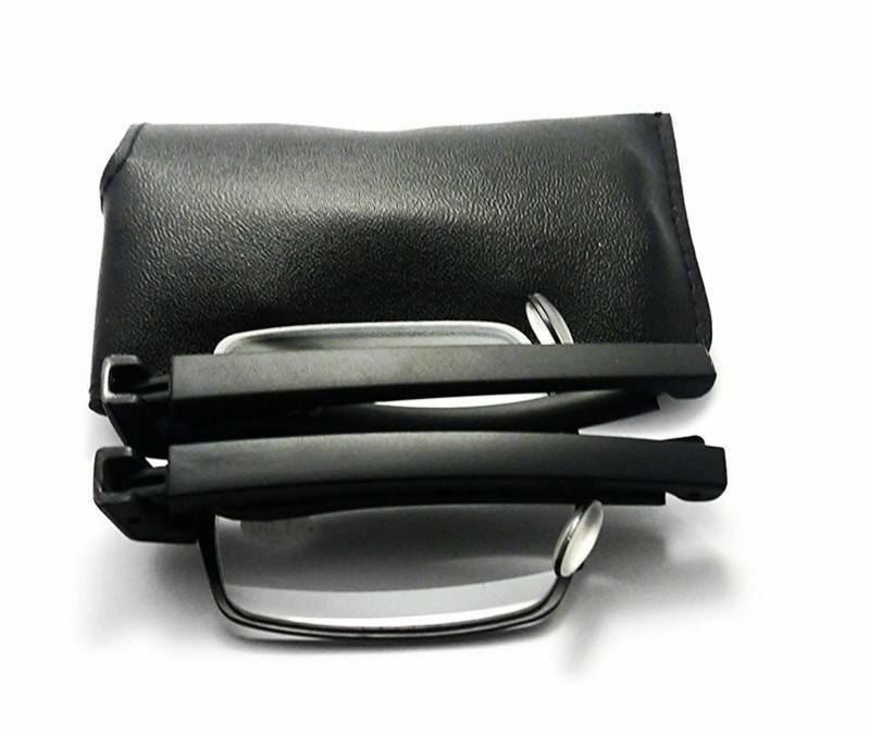 Stainless Steel Folding Reading Glasses & Pouch - Model MT301