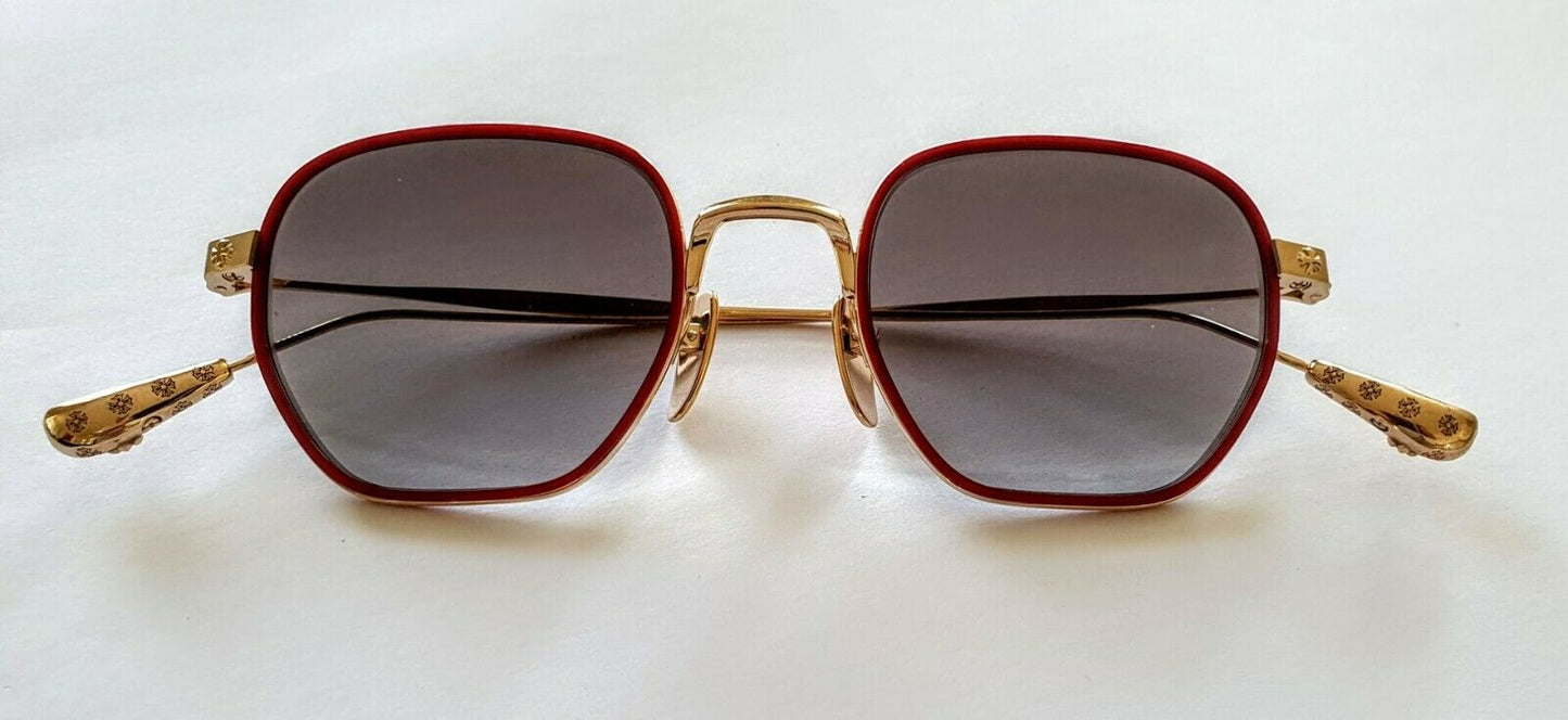 Chrome Hearts Bone Prone I Sunglasses Red & Gold Frame Grey Gradient Lens