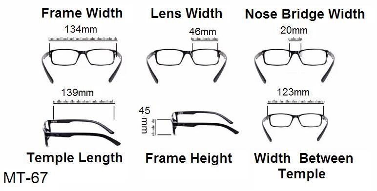 Myopia Spring Hinged Oval Near Sighted Distance Glasses - Model NY67