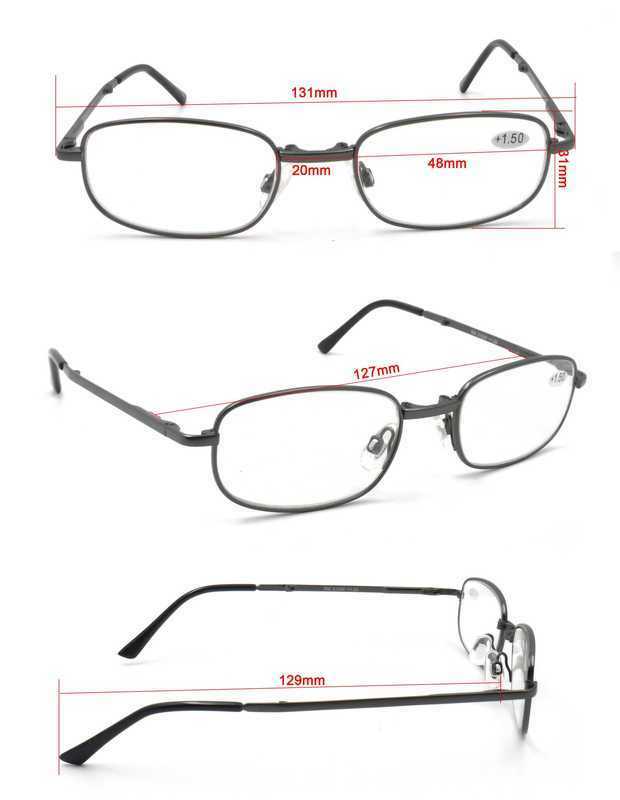 Folding Metal Alloy Reading Glasses Sprung Hinges & Case - Model RM21