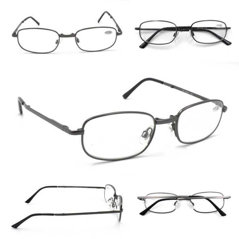 Folding Metal Alloy Reading Glasses Sprung Hinges & Case - Model RM21