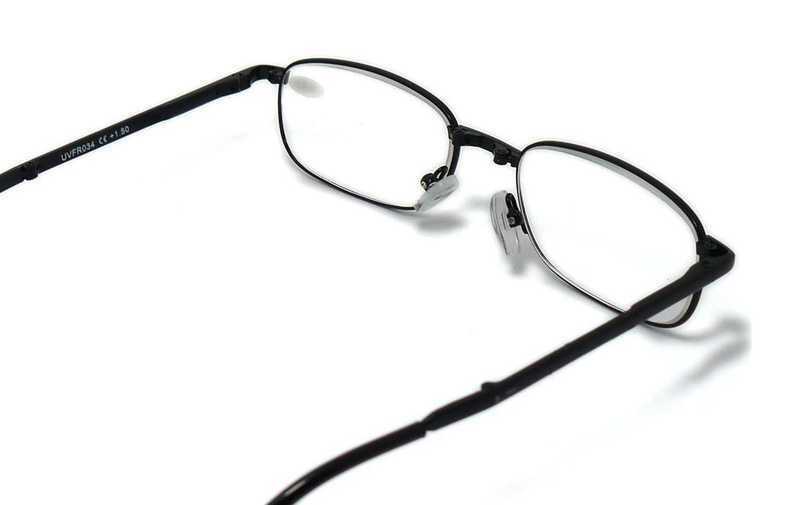 Folding Metal Alloy Reading Glasses Sprung Hinges & Case - Model RM21