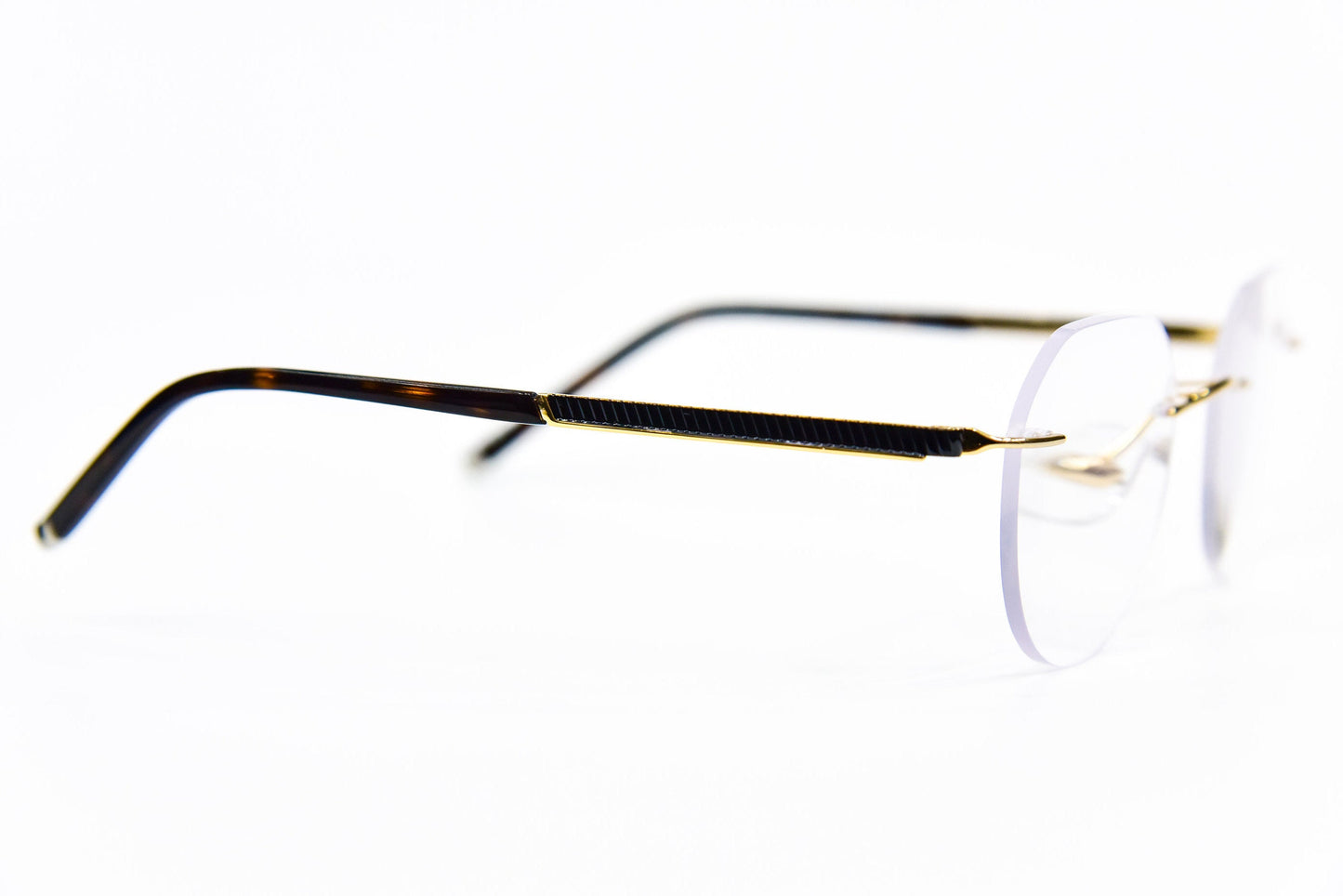 Pure Titanium Rimless Reading Glasses with Premium Multi Coated Resin Lenses - Model ST-9190 Tortoise & Gold