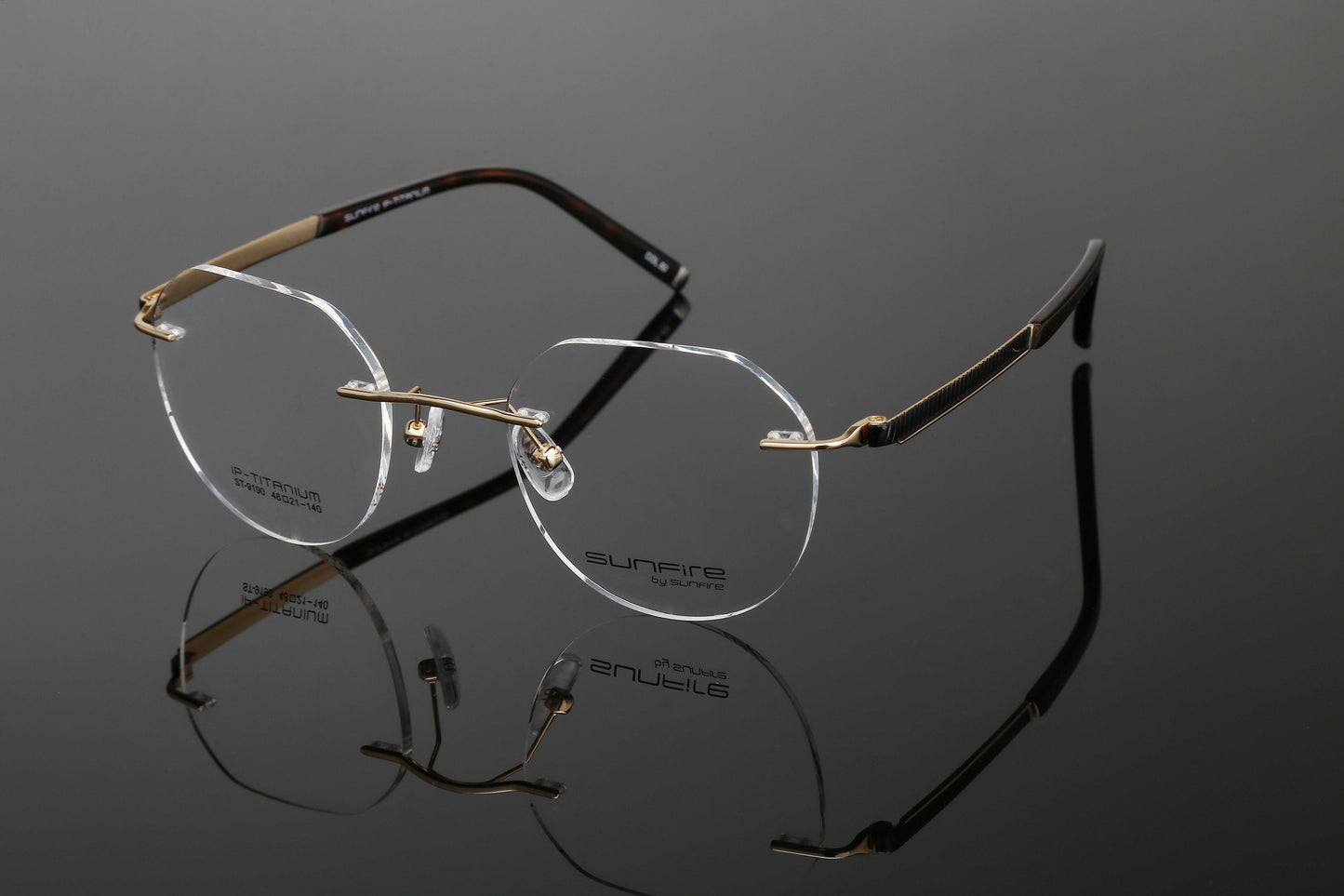 Pure Titanium Rimless Reading Glasses with Premium Multi Coated Resin Lenses - Model ST-9190 Tortoise & Gold