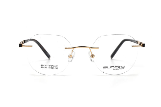 Pure Titanium Rimless Reading Glasses with Premium Multi Coated Resin Lenses - Model ST-9190 Tortoise & Gold