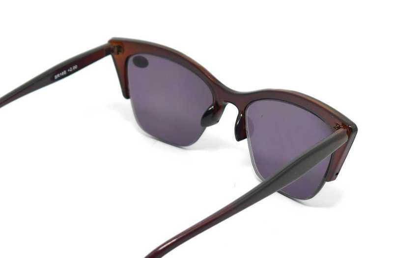 Cat Eye Half Frame Browline Sun Readers with Metal Hinges Brown or Red SR19