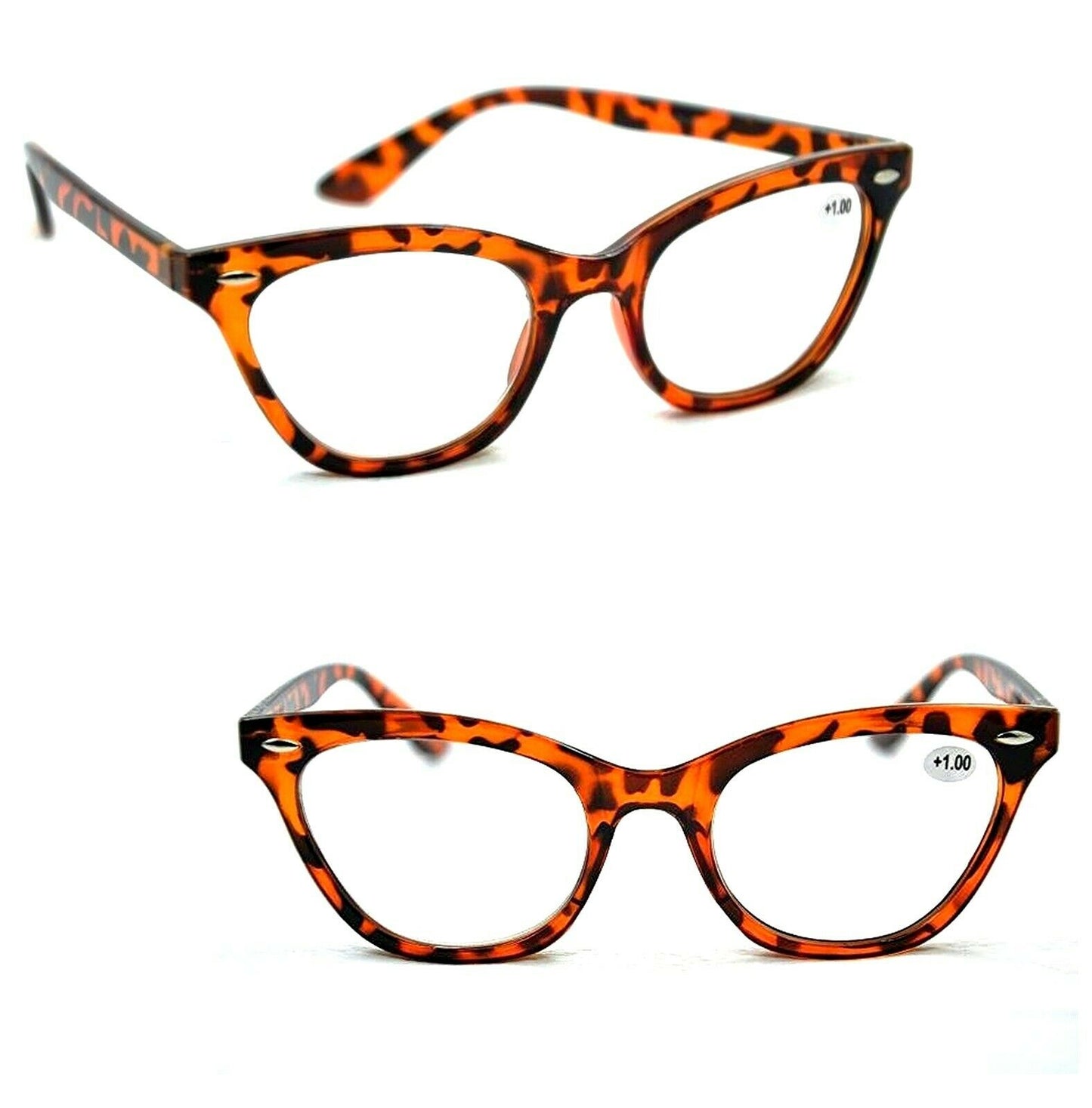 MT124 Retro Cat Eye1960s Tortoise Fashion Metal Hinges Reading Glasses +1.5+2.0