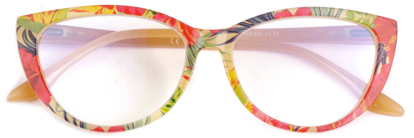 Cat Eye Funky Retro Colourful Reading Glasses Women with Spring Hinges DX94