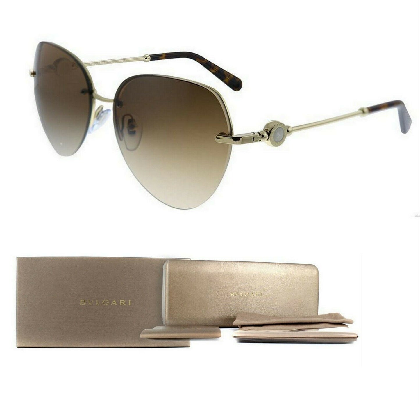 Bvlgari Sunglasses BV 6108 278/13 Womens Pale Gold Brown Gradient Lens