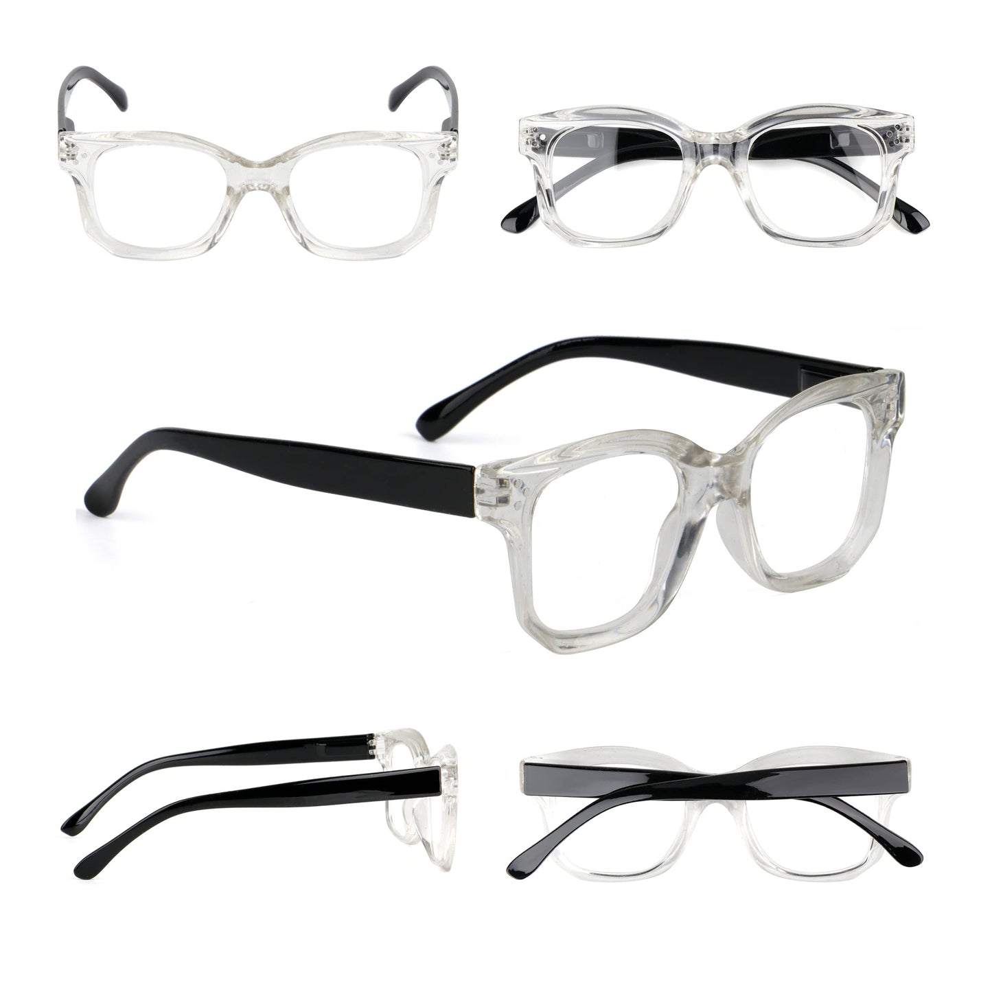 Large Frame Bold Oversized Unisex Retro Reading Glasses with Spring Hinges DX84