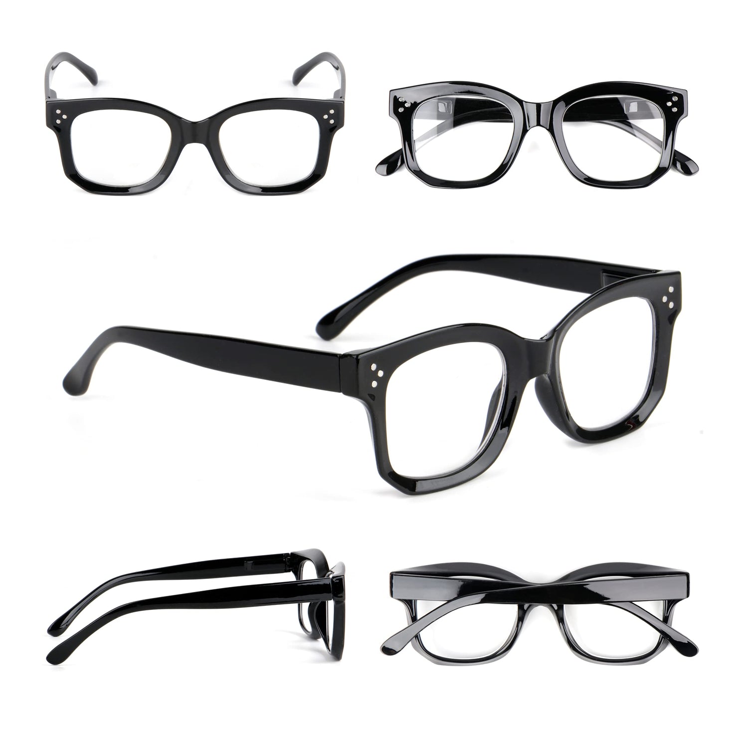 Large Frame Bold Oversized Unisex Retro Reading Glasses with Spring Hinges DX84