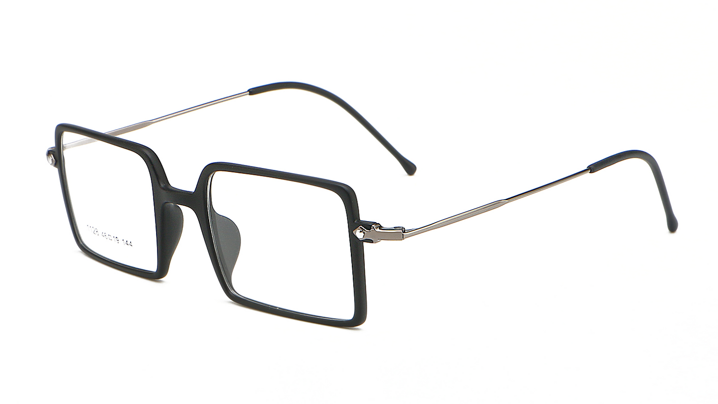 Square 1960s Reading Glasses Acetate & Stainless Steel Includes PU Leather Pouch - Model DX8