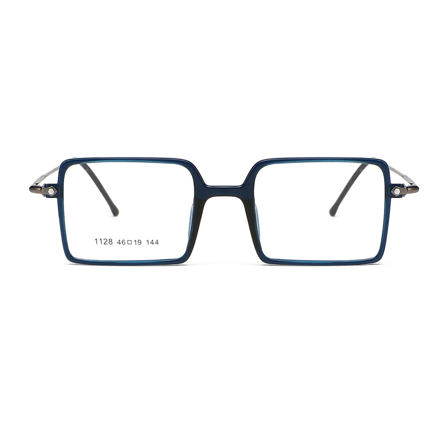 Square 1960s Reading Glasses Acetate & Stainless Steel Includes PU Leather Pouch - Model DX8