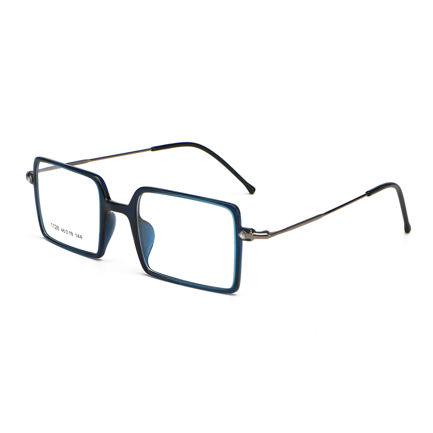 Square 1960s Reading Glasses Acetate & Stainless Steel Includes PU Leather Pouch - Model DX8