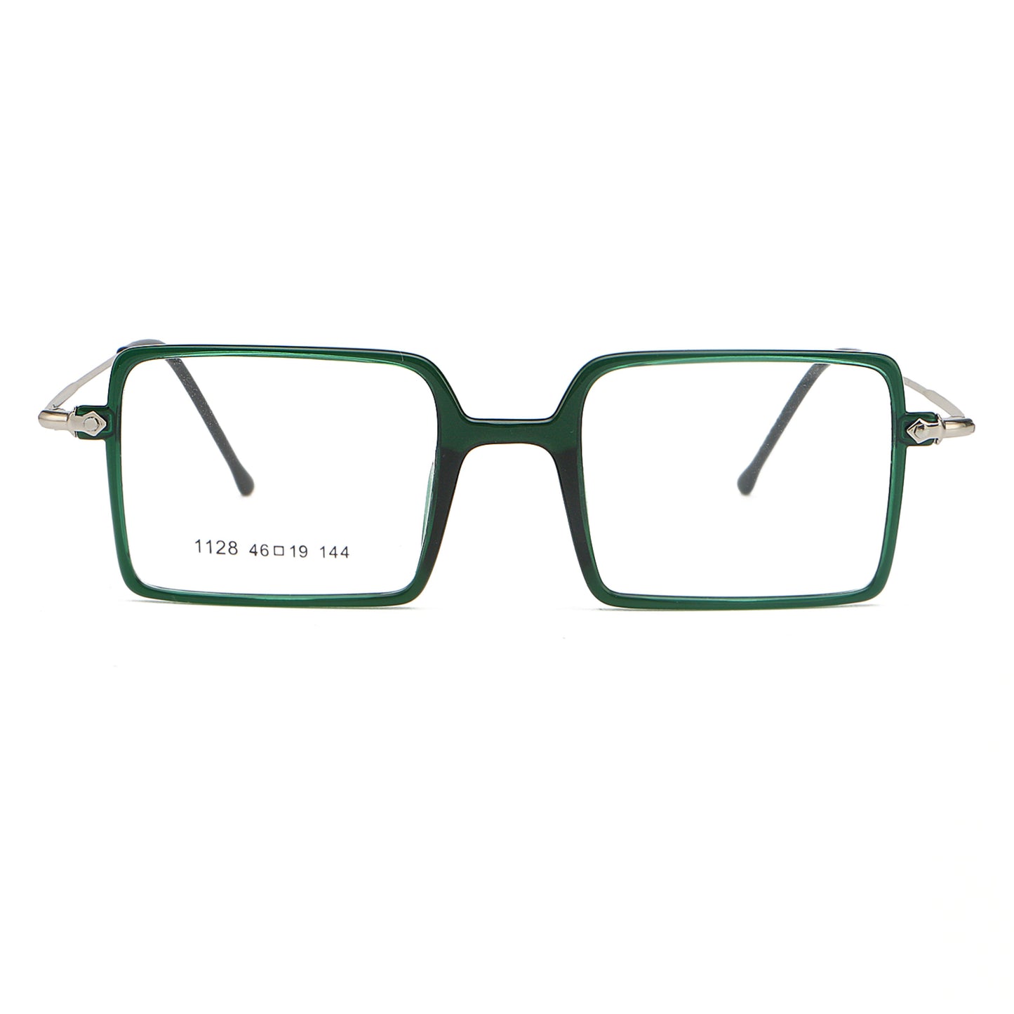 Square 1960s Reading Glasses Acetate & Stainless Steel Includes PU Leather Pouch - Model DX8