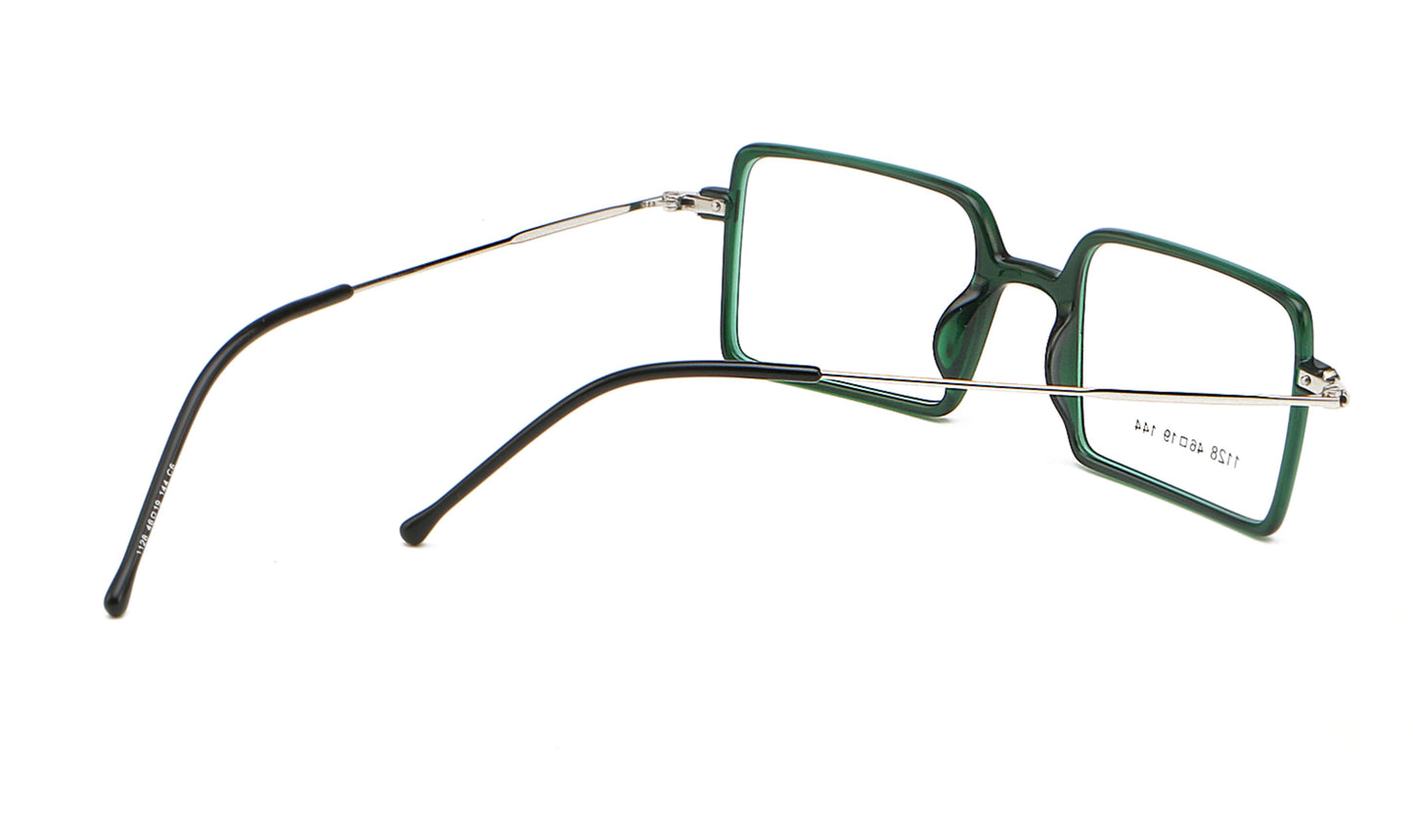 Square 1960s Reading Glasses Acetate & Stainless Steel Includes PU Leather Pouch - Model DX8