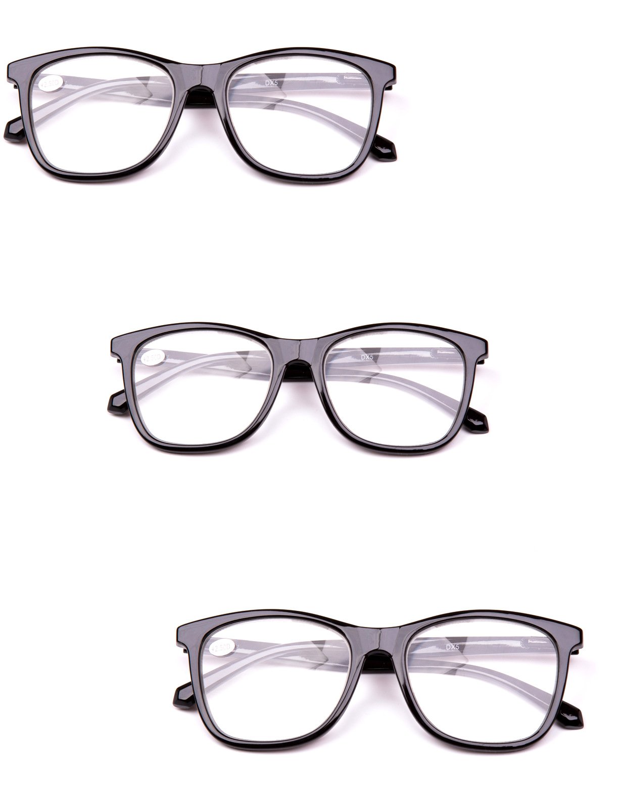 3 Pairs  Geek Oversized Reading Glasses All Metal Spring Hinges - Model DX5