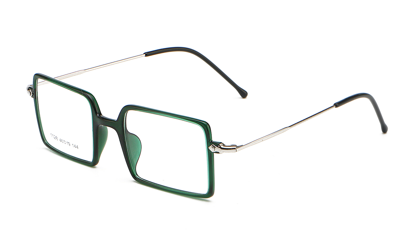 Square 1960s Reading Glasses Acetate & Stainless Steel Includes PU Leather Pouch - Model DX8