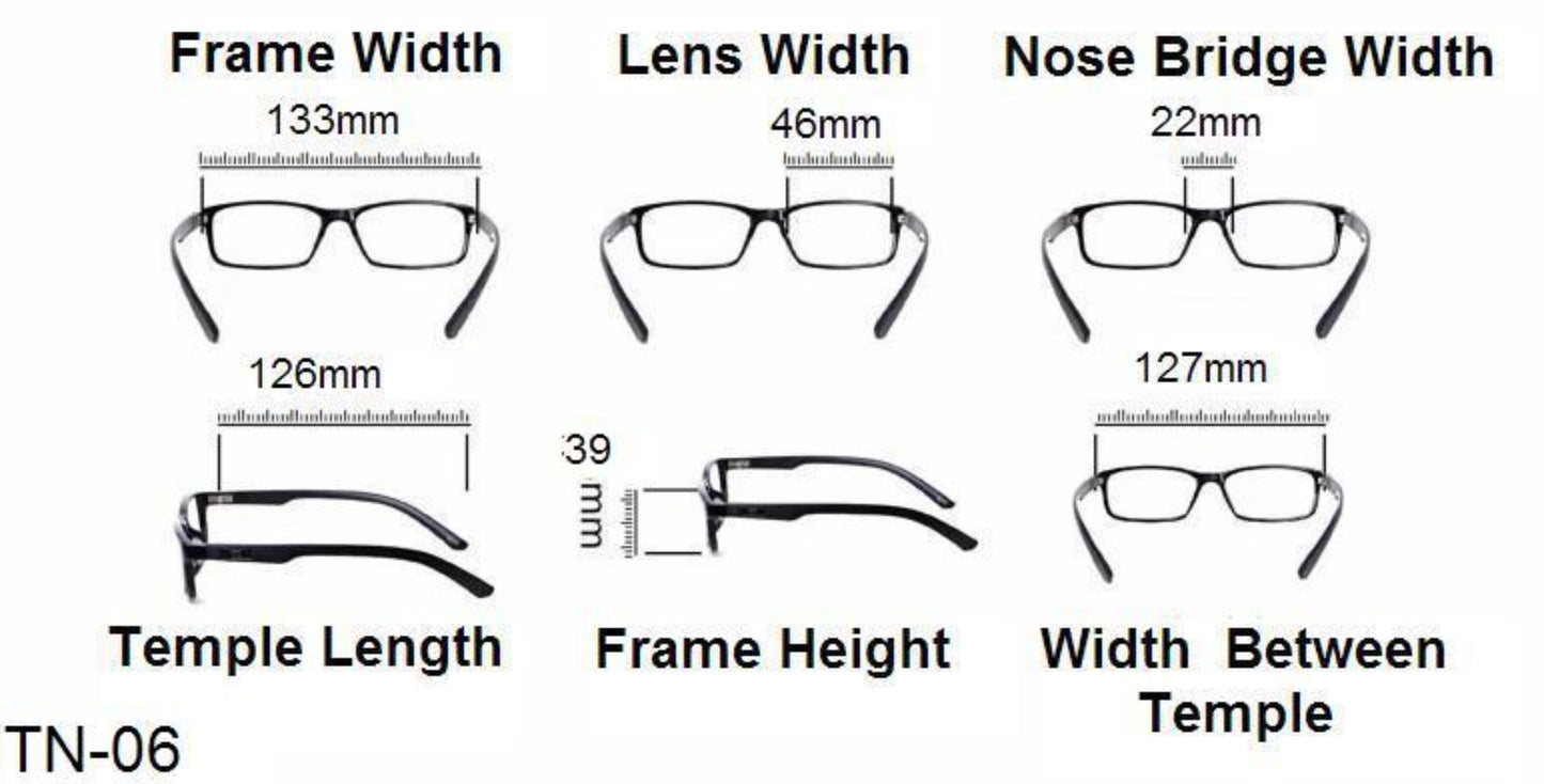 TN06 Black & Silver Metal Frame Oval Reading Glasses