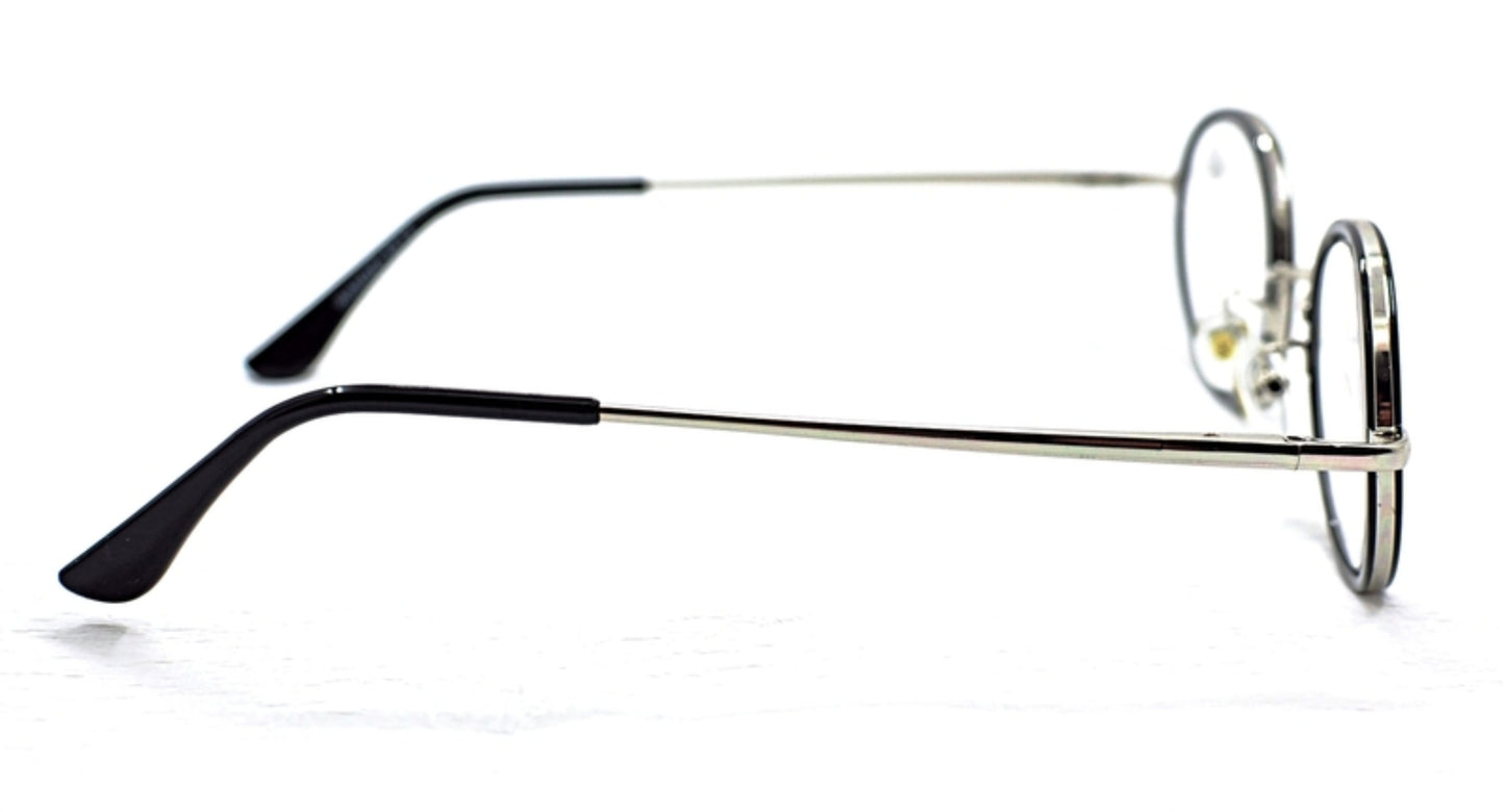 TN06 Black & Silver Metal Frame Oval Reading Glasses